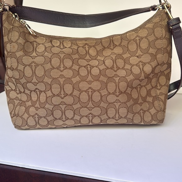 Coach East/West Celeste Signature Hobo Shoulder Bag Purse Brown Tan EUC - Picture 4 of 9